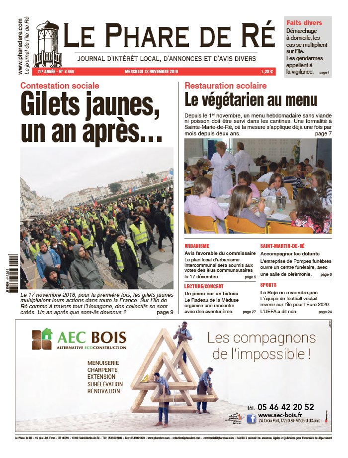 Le Phare de Ré 13 novembre 2019 Abonnement Le Phare de Ré Pas Cher avec le BOUQUET INFO ePresse.fr