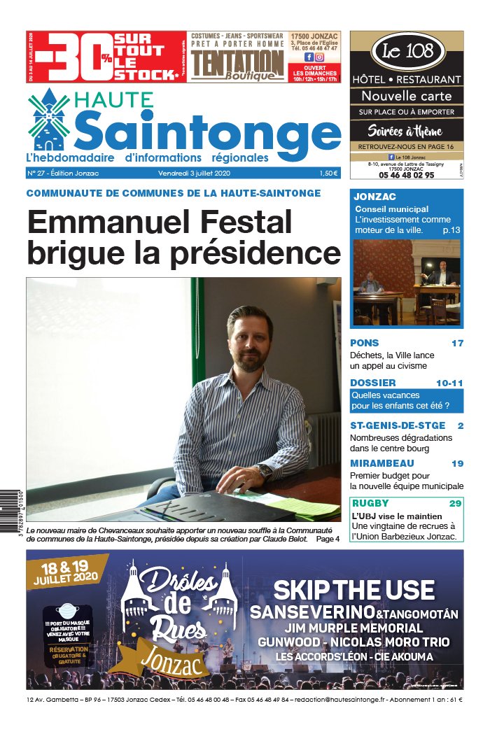 Haute Saintonge 03 juillet 2020 Abonnement Haute Saintonge Pas Cher avec BOUQUET INFO ePresse.fr