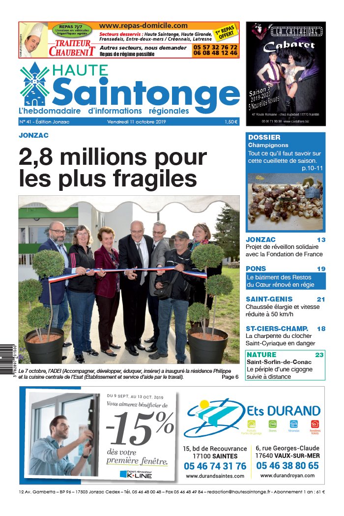 Haute Saintonge 11 octobre 2019 Abonnement Haute Saintonge Pas Cher avec BOUQUET INFO ePresse.fr