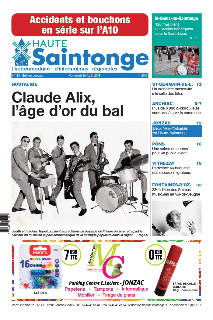 Haute Saintonge 16 août 2019 Abonnement Haute Saintonge Pas Cher avec BOUQUET INFO ePresse.fr