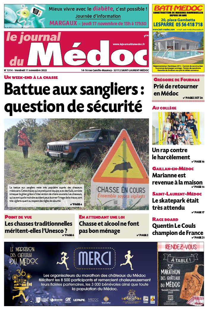 Le Journal du Médoc N°1314 du 11 novembre 2022 à télécharger sur iPad