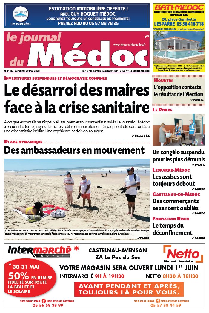 Le Journal du Médoc 29 mai 2020 Abonnement Le Journal du Médoc Pas Cher avec BOUQUET INFO ePresse.fr