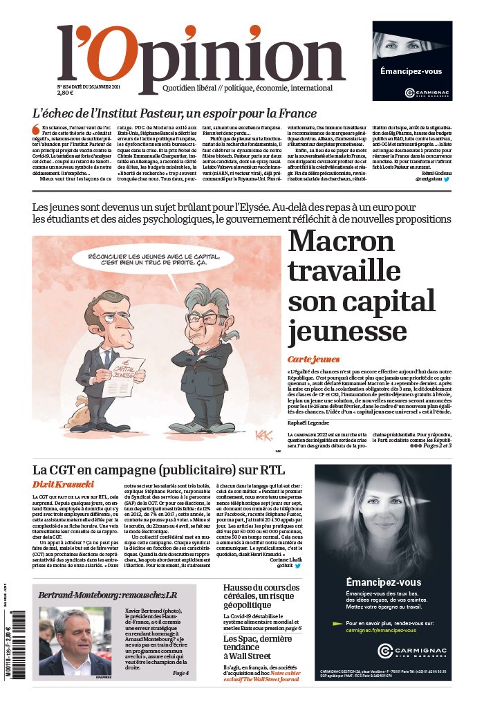 L'Opinion 26 janvier 2021 L'Opinion N°20210126 du 26 janvier 2021 à télécharger sur iPad