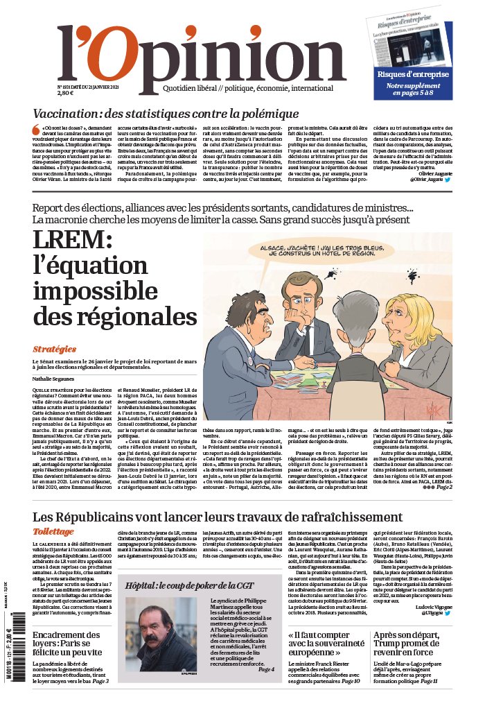 L'Opinion 21 janvier 2021 L'Opinion N°20210121 du 21 janvier 2021 à télécharger sur iPad