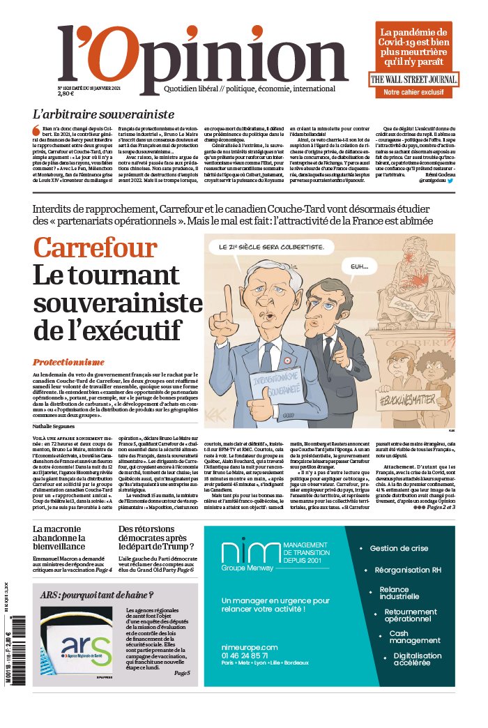 L'Opinion 18 janvier 2021 L'Opinion N°20210118 du 18 janvier 2021 à télécharger sur iPad