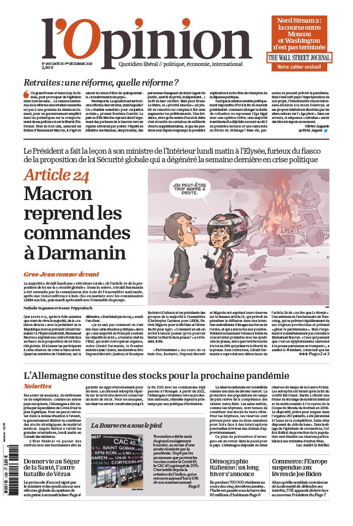 L'Opinion 01 décembre 2020 L'Opinion N°20201201 du 01 décembre 2020 à télécharger sur iPad