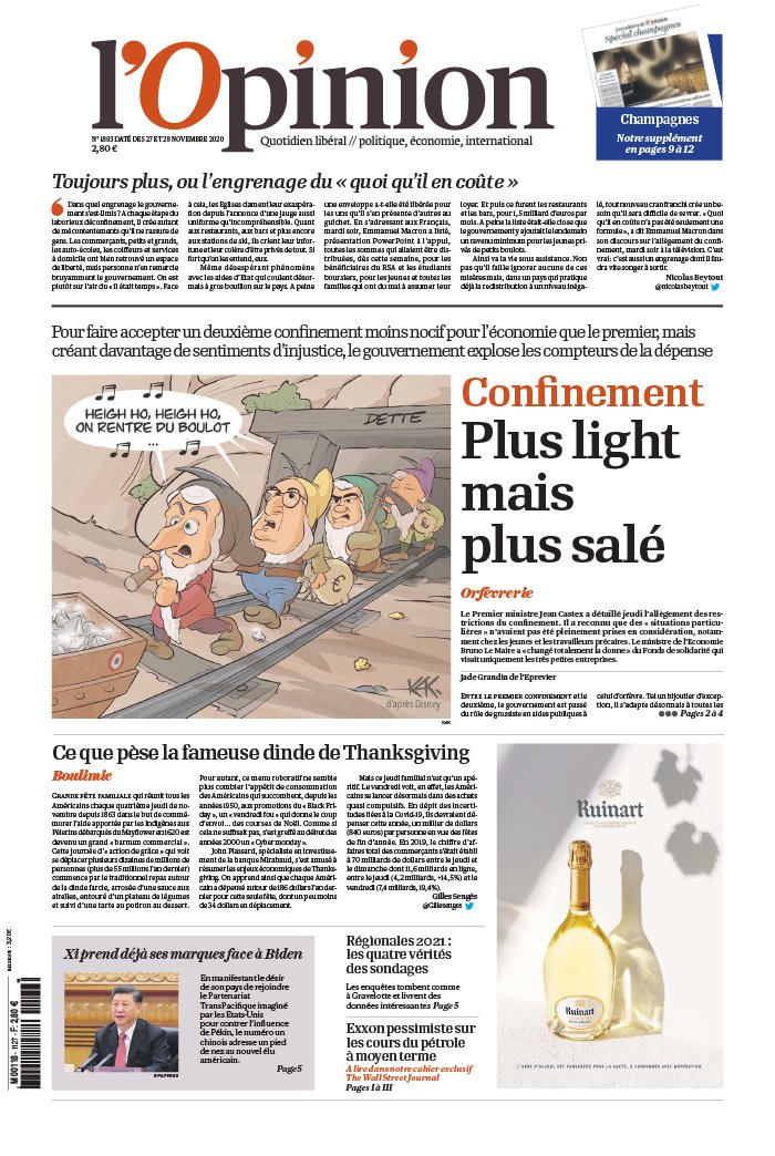 L'Opinion 27 novembre 2020 L'Opinion N°20201127 du 27 novembre 2020 à télécharger sur iPad