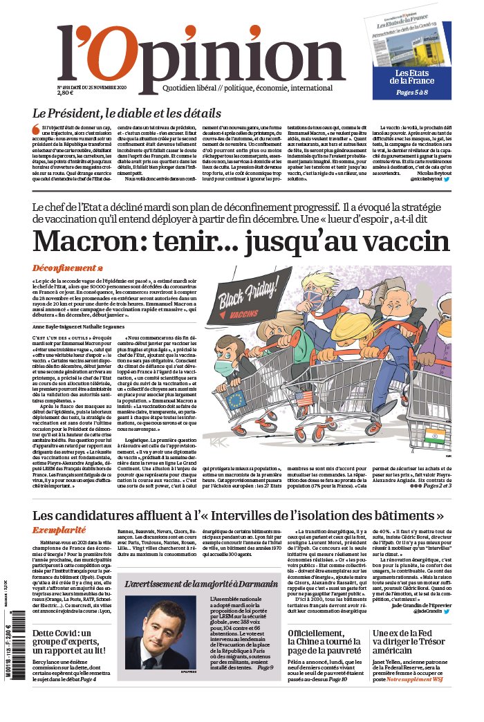 L'Opinion 25 novembre 2020 L'Opinion N°20201125 du 25 novembre 2020 à télécharger sur iPad