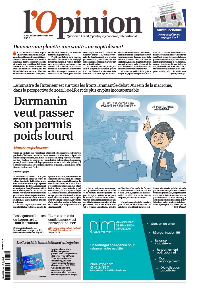 L'Opinion 24 novembre 2020 L'Opinion N°20201124 du 24 novembre 2020 à télécharger sur iPad