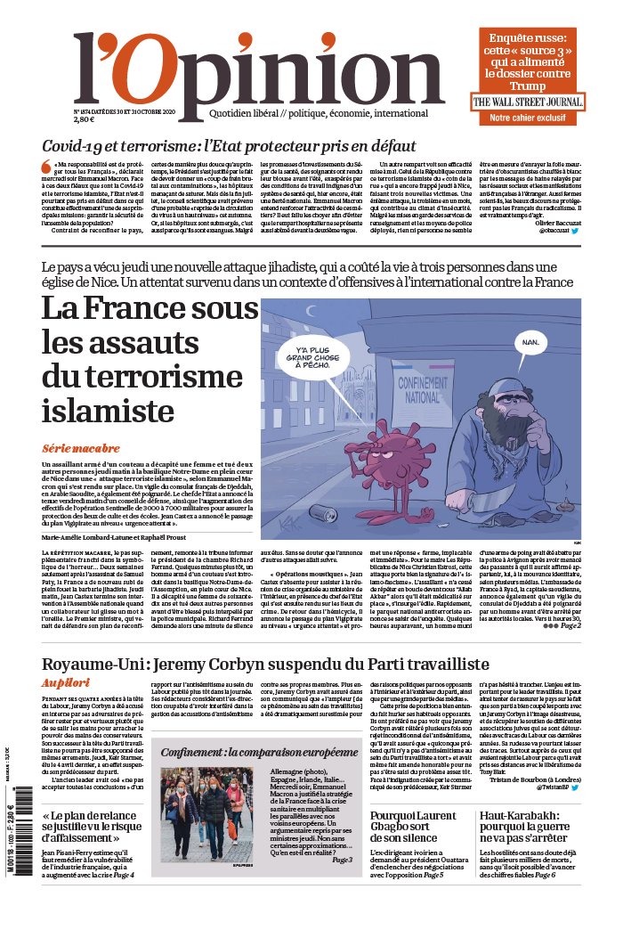 L'Opinion 30 octobre 2020 L'Opinion N°20201030 du 30 octobre 2020 à télécharger sur iPad