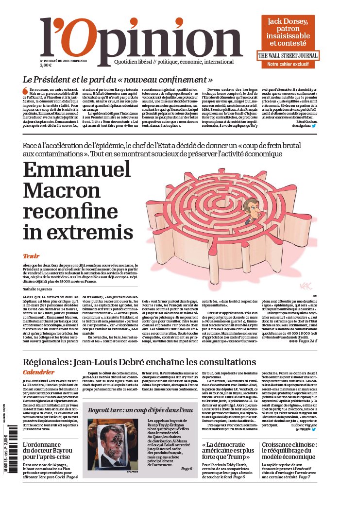 L'Opinion 29 octobre 2020 L'Opinion N°20201029 du 29 octobre 2020 à télécharger sur iPad