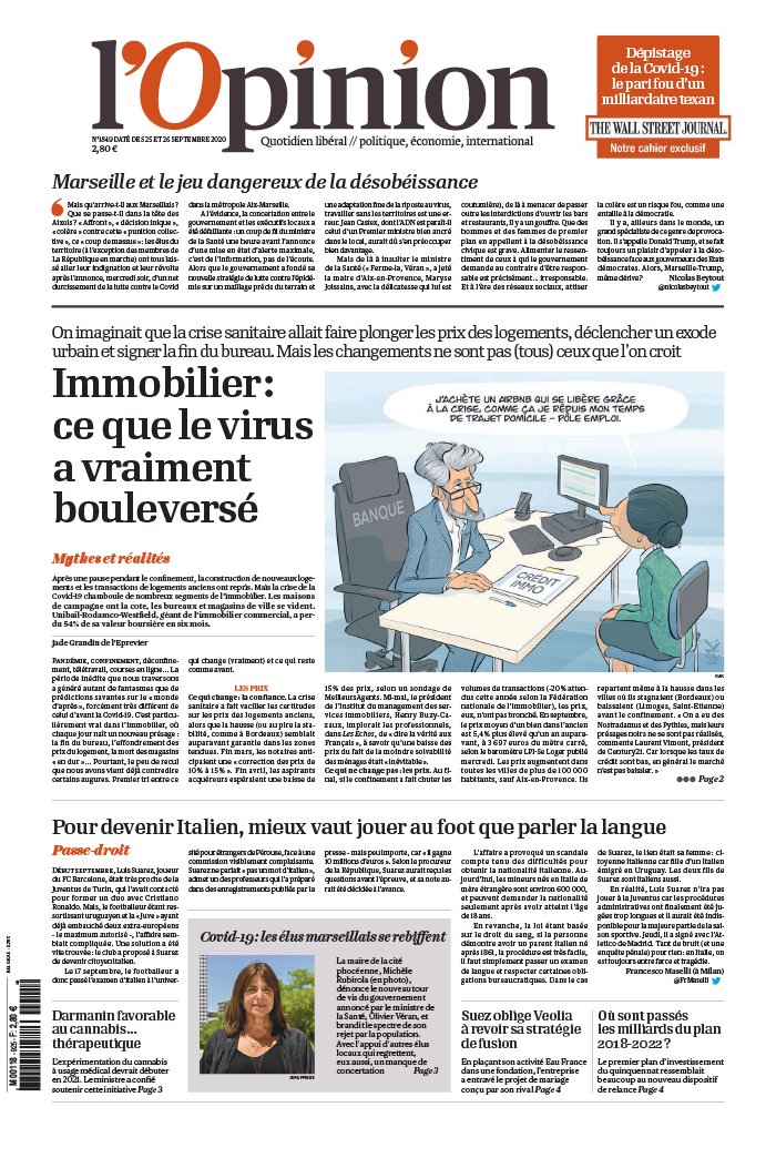 L'Opinion 25 septembre 2020 Abonnement à L’Opinion Pas Cher avec le BOUQUET INFO ePresse.fr