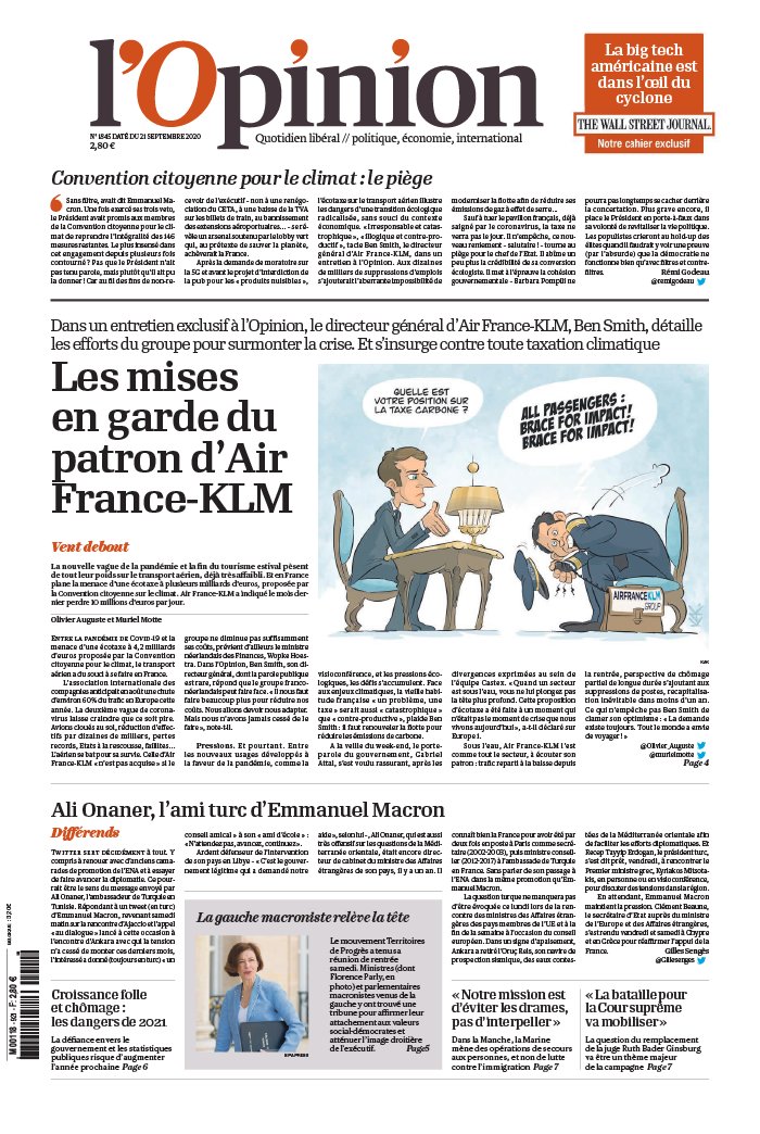 L'Opinion 21 septembre 2020 L'Opinion N°20200921 du 21 septembre 2020 à télécharger sur iPad