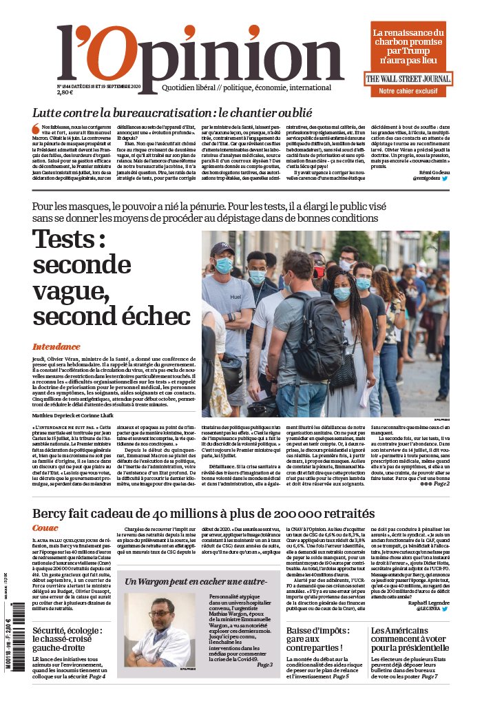 L'Opinion 18 septembre 2020 L'Opinion N°20200918 du 18 septembre 2020 à télécharger sur iPad