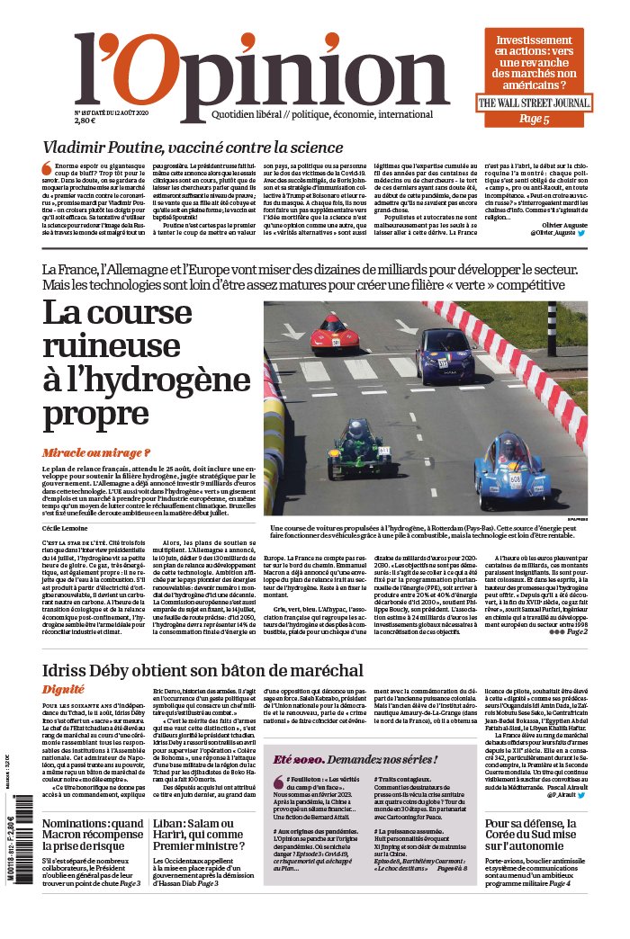 L'Opinion 12 août 2020 L'Opinion N°20200812 du 12 août 2020 à télécharger sur iPad