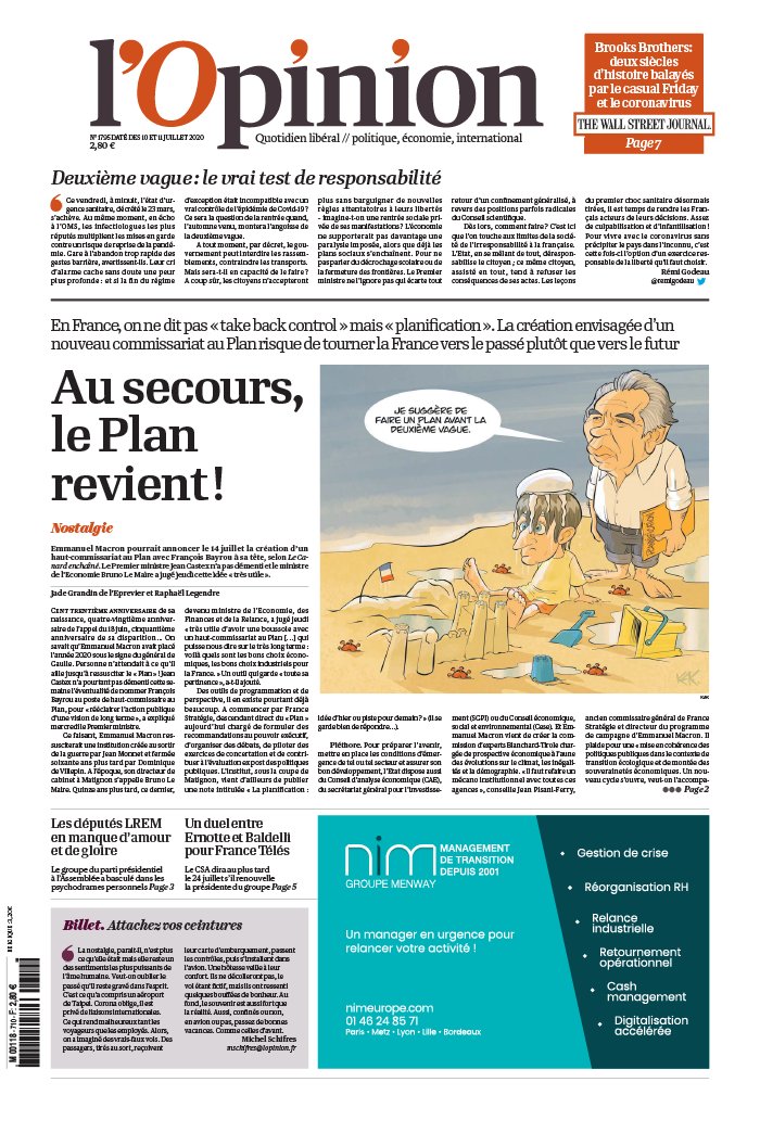 L'Opinion 10 juillet 2020 Abonnement à L’Opinion Pas Cher avec le BOUQUET INFO ePresse.fr
