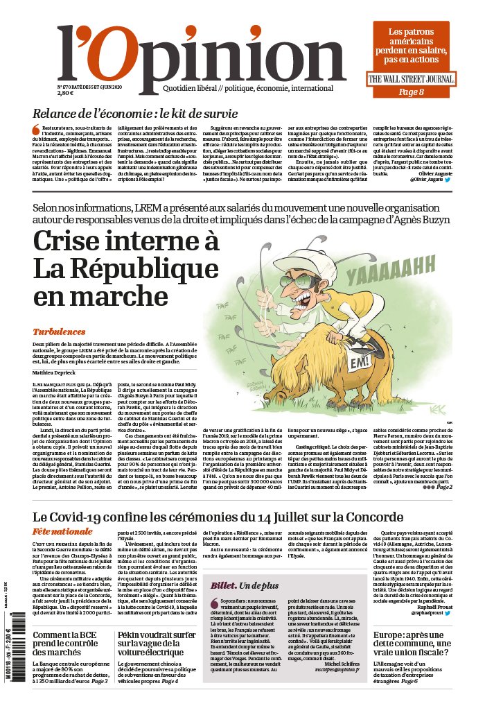 L'Opinion 05 juin 2020 Abonnement à L’Opinion Pas Cher avec le BOUQUET INFO ePresse.fr