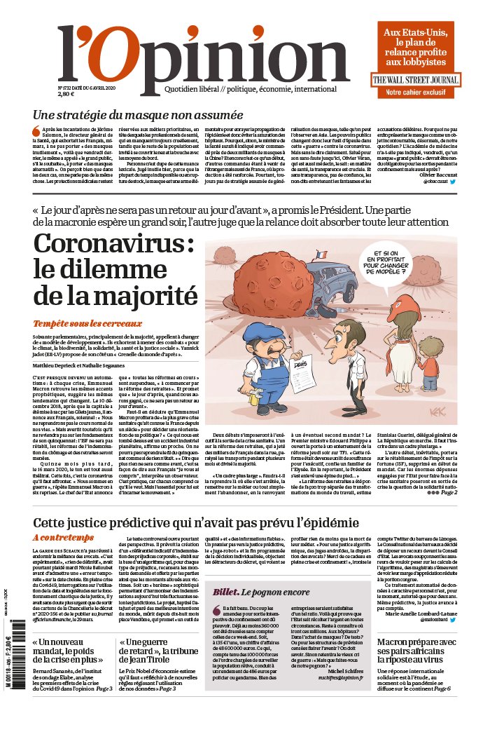 L'Opinion 06 avril 2020 L'Opinion N°20200406 du 06 avril 2020 à télécharger sur iPad