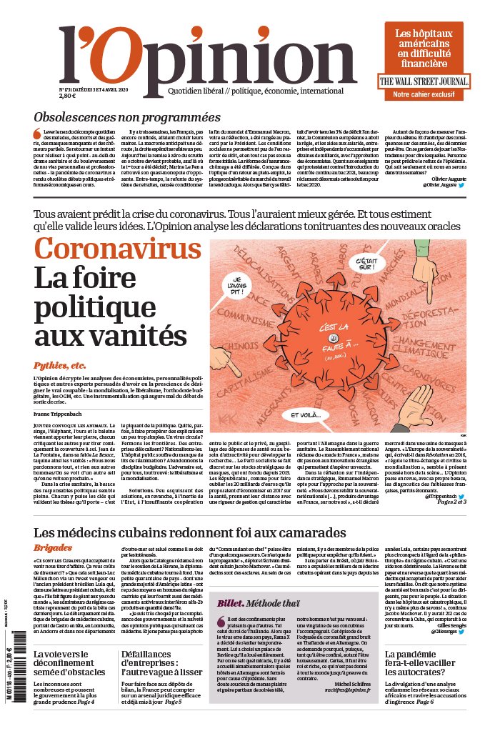 L'Opinion 03 avril 2020 L'Opinion N°20200403 du 03 avril 2020 à télécharger sur iPad
