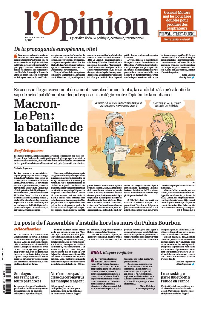 L'Opinion 01 avril 2020 L'Opinion N°20200401 du 01 avril 2020 à télécharger sur iPad