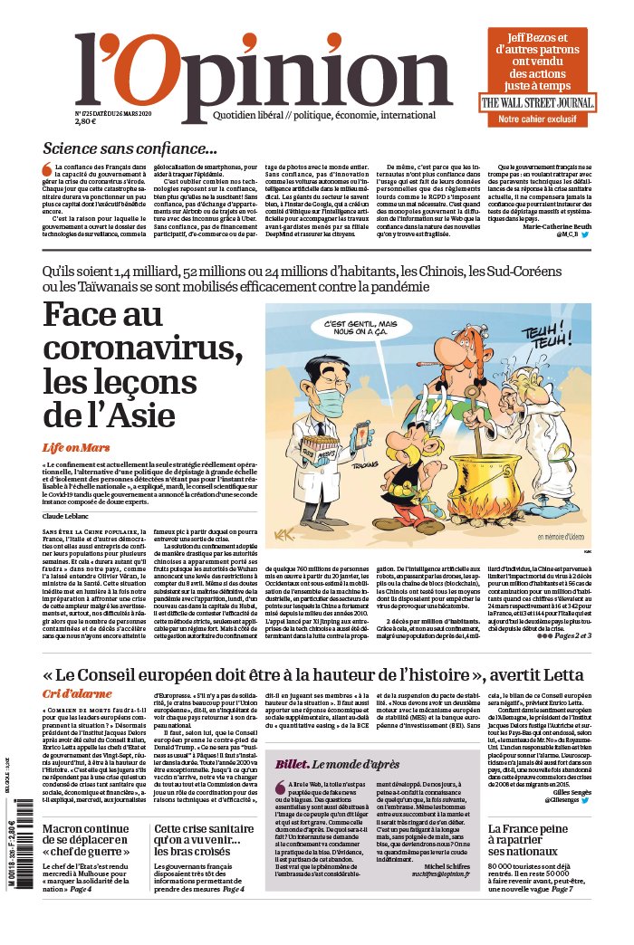 L'Opinion 26 mars 2020 L'Opinion N°20200326 du 26 mars 2020 à télécharger sur iPad