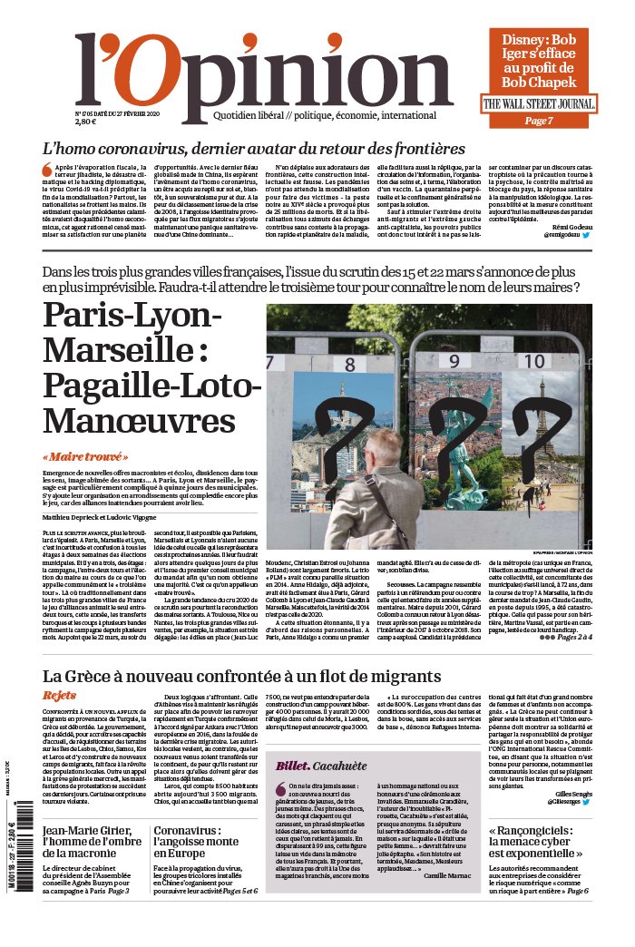 L'Opinion 27 février 2020 L'Opinion N°20200227 du 27 février 2020 à télécharger sur iPad