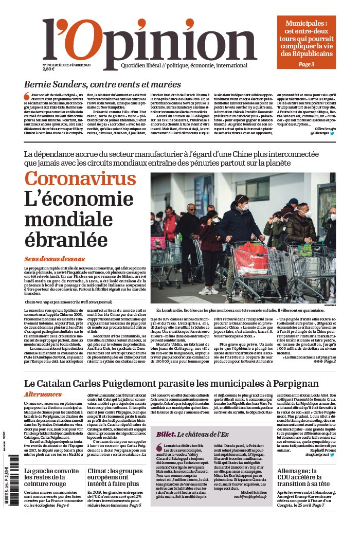 L'Opinion 25 février 2020 Abonnement à L’Opinion Pas Cher avec le BOUQUET INFO ePresse.fr