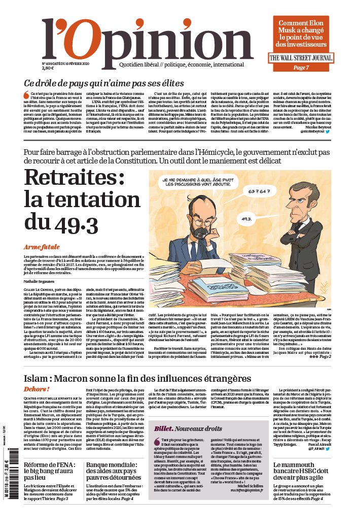 L'Opinion 19 février 2020 L'Opinion N°20200219 du 19 février 2020 à télécharger sur iPad