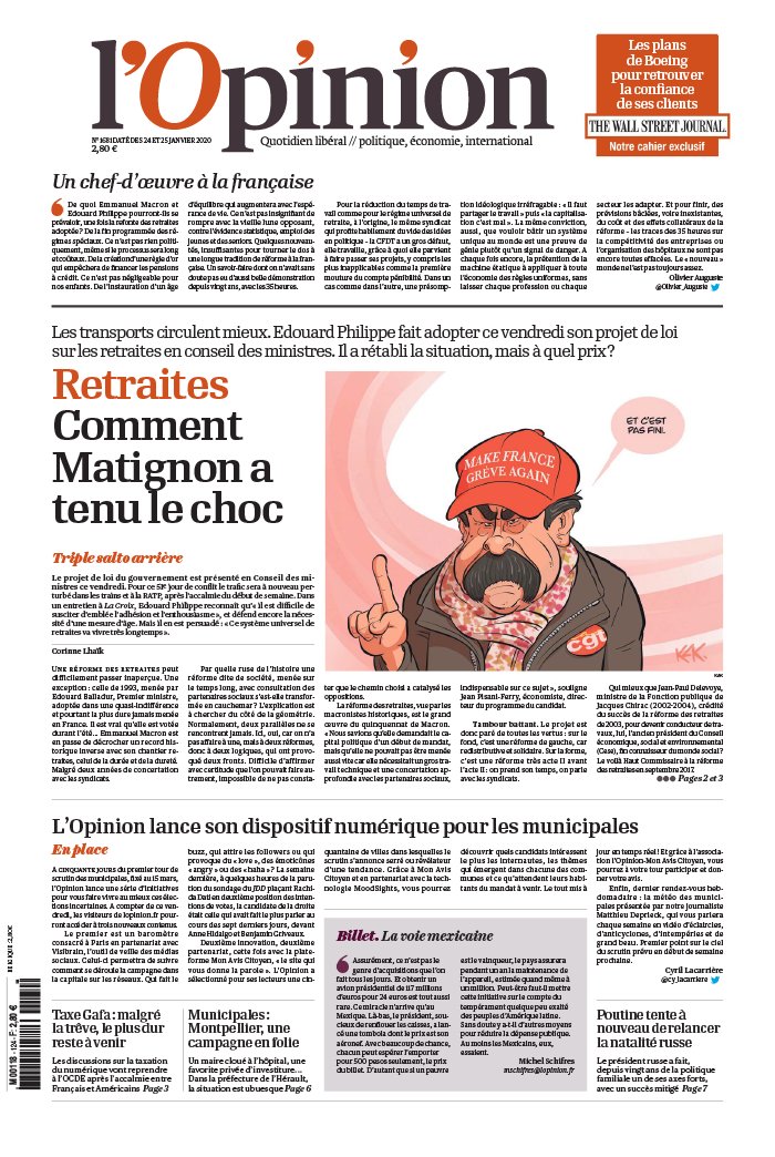 L'Opinion 24 janvier 2020 Abonnement à L’Opinion Pas Cher avec le BOUQUET INFO ePresse.fr