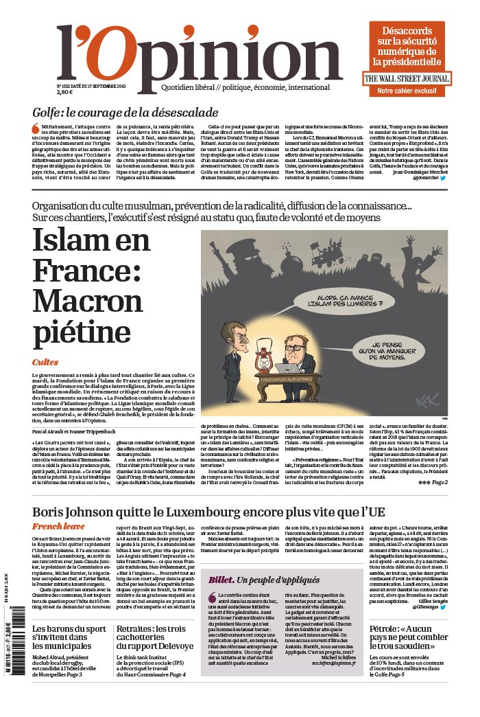 L'Opinion 17 septembre 2019 Abonnement à L’Opinion Pas Cher avec le BOUQUET INFO ePresse.fr