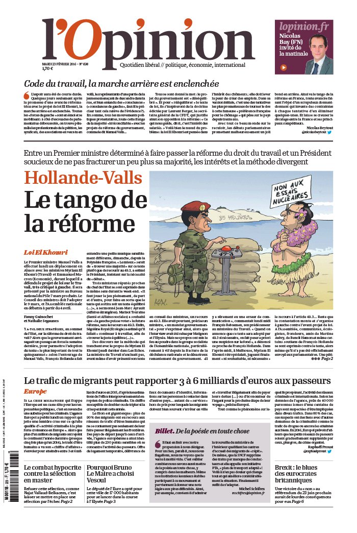 Il Donne L'opinion Du Journal Mots Fléchés L'Opinion N°20160223 du 23 février 2016 à télécharger sur iPad