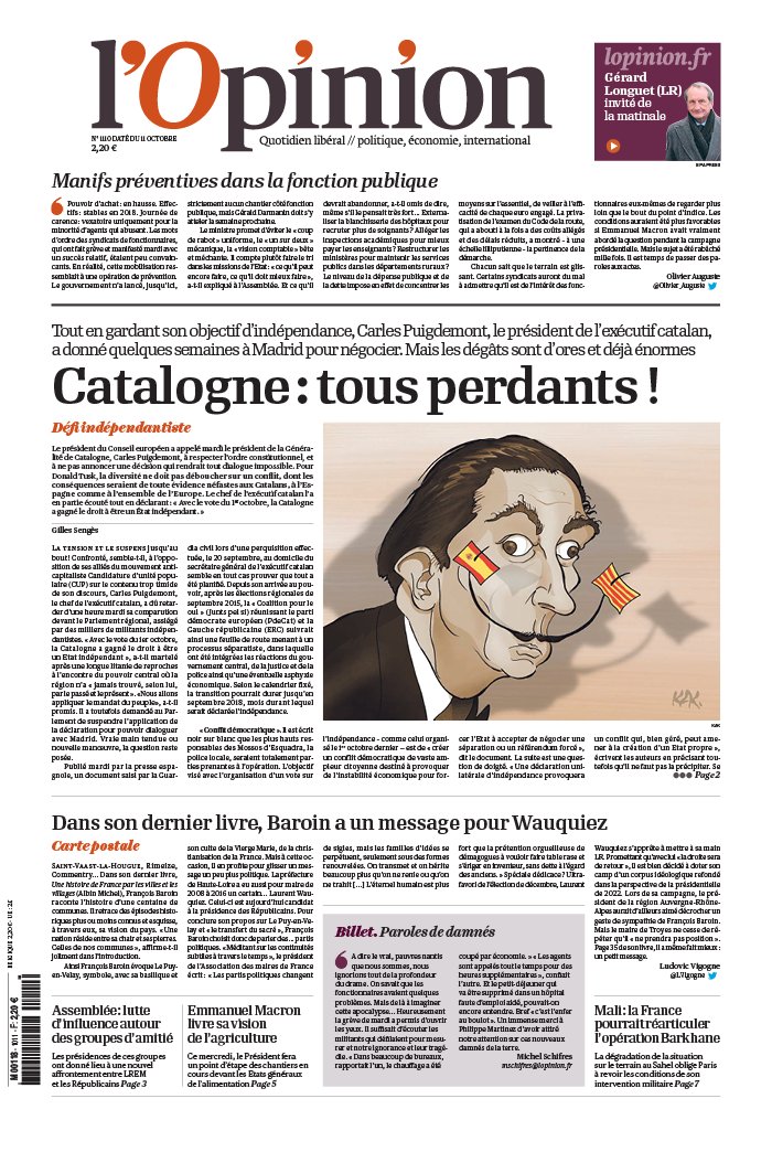 Il Donne L'opinion Du Journal Mots Fléchés L'Opinion N°20171011 du 11 octobre 2017 à télécharger sur iPad