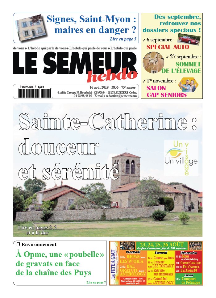 Le Semeur Hebdo 16 août 2019 Le Semeur Hebdo