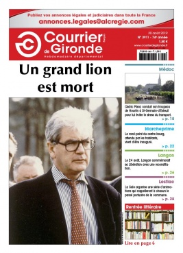 Courrier de Gironde N°3911 du 30 août 2019 à télécharger sur iPad