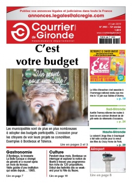 Courrier de Gironde N°3901 du 21 juin 2019 à télécharger sur iPad
