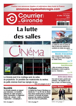 Courrier de Gironde N°3894 du 03 mai 2019 à télécharger sur iPad