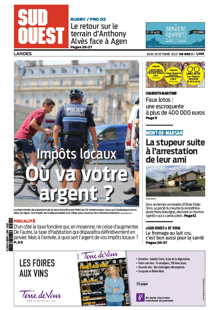 Sud Ouest N°20221020 du 20 octobre 2022 à télécharger sur iPad