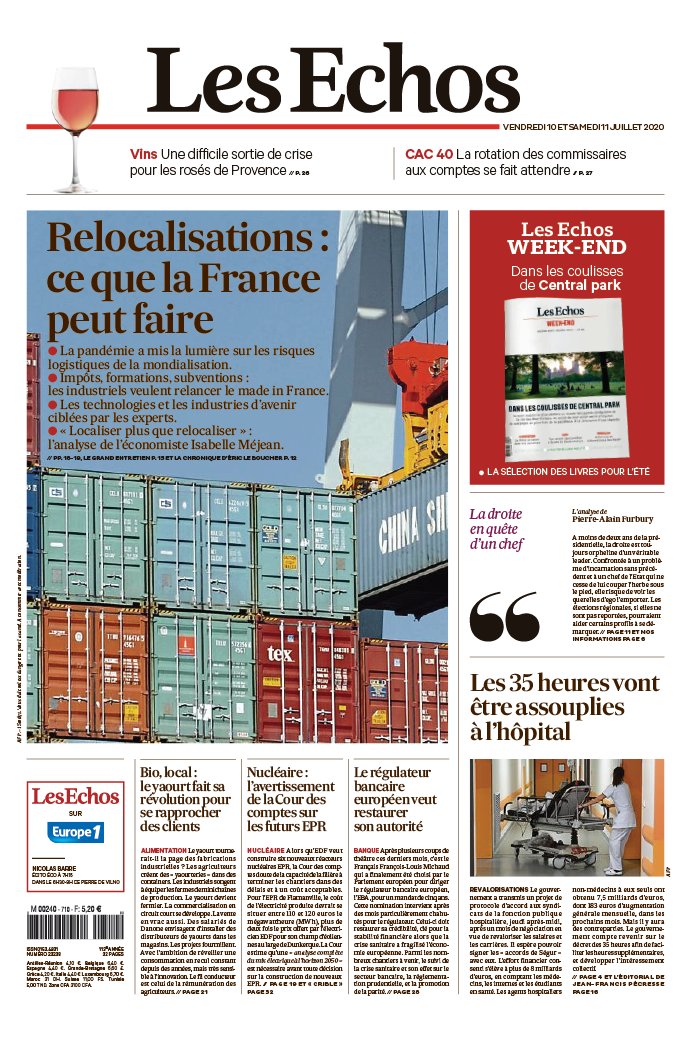 Les Echos 10 juillet 2020 Abonnement aux Échos Pas Cher avec le BOUQUET ÉCONOMIE ePresse.fr