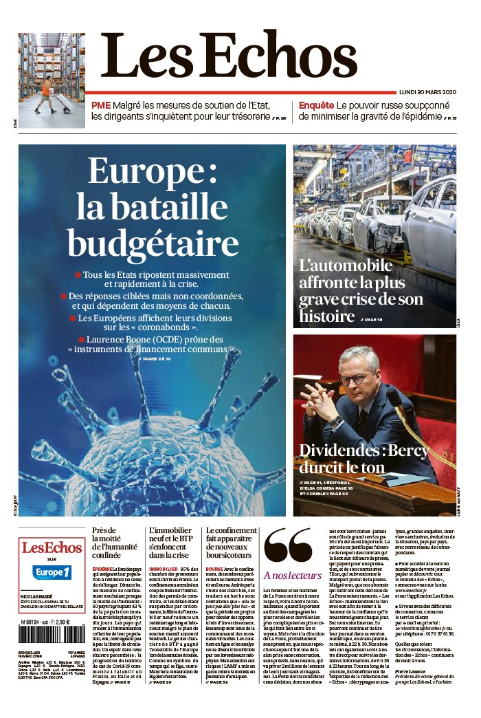 Les Echos 30 mars 2020 Abonnement aux Échos Pas Cher avec le BOUQUET ÉCONOMIE ePresse.fr
