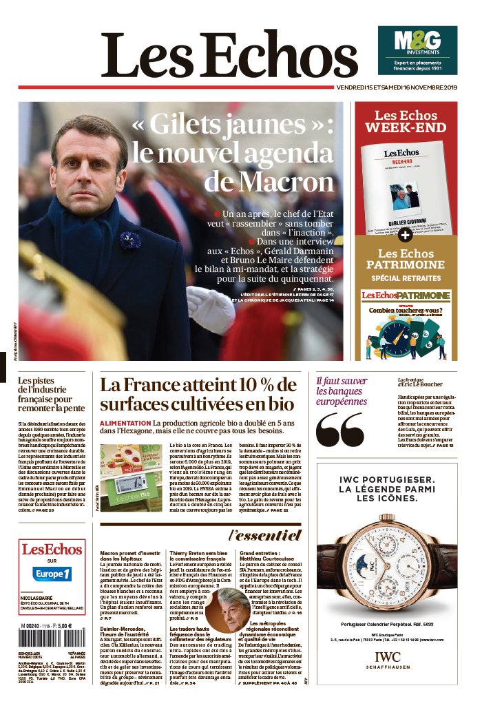 Les Echos 15 novembre 2019 Abonnement aux Échos Pas Cher avec le BOUQUET ÉCONOMIE ePresse.fr