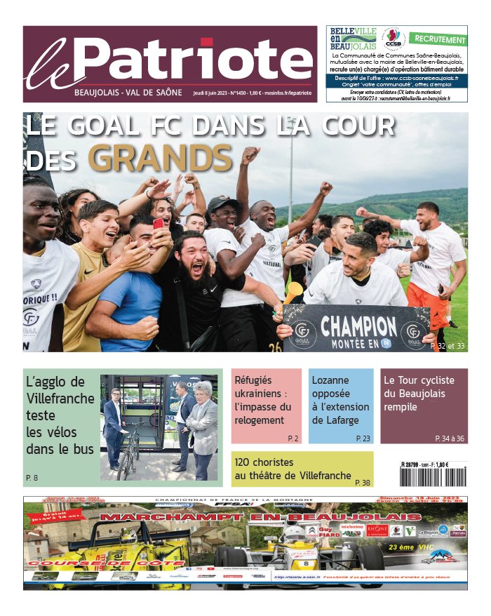 Le Patriote Beaujolais N°1450 Du 08 Juin 2023 à Télécharger Sur Ipad 8201