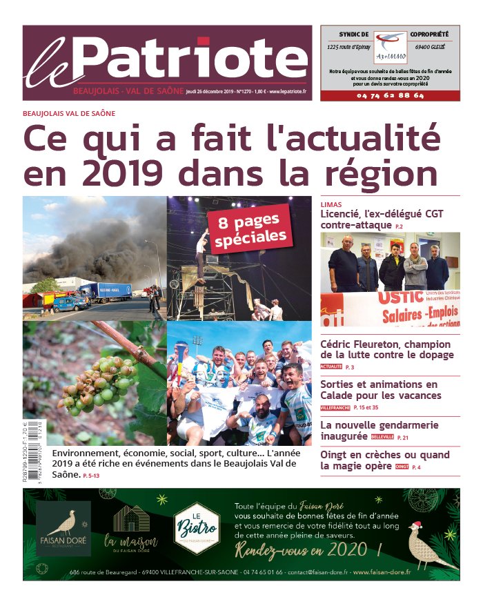 Le Patriote Beaujolais N°1270 Du 26 Décembre 2019 à Télécharger Sur Ipad 4071