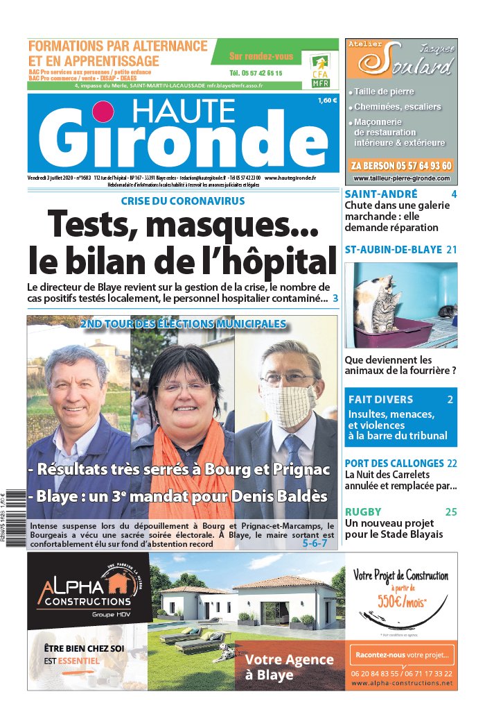 Haute Gironde 03 juillet 2020 Abonnement Haute Gironde Pas Cher avec BOUQUET INFO ePresse.fr