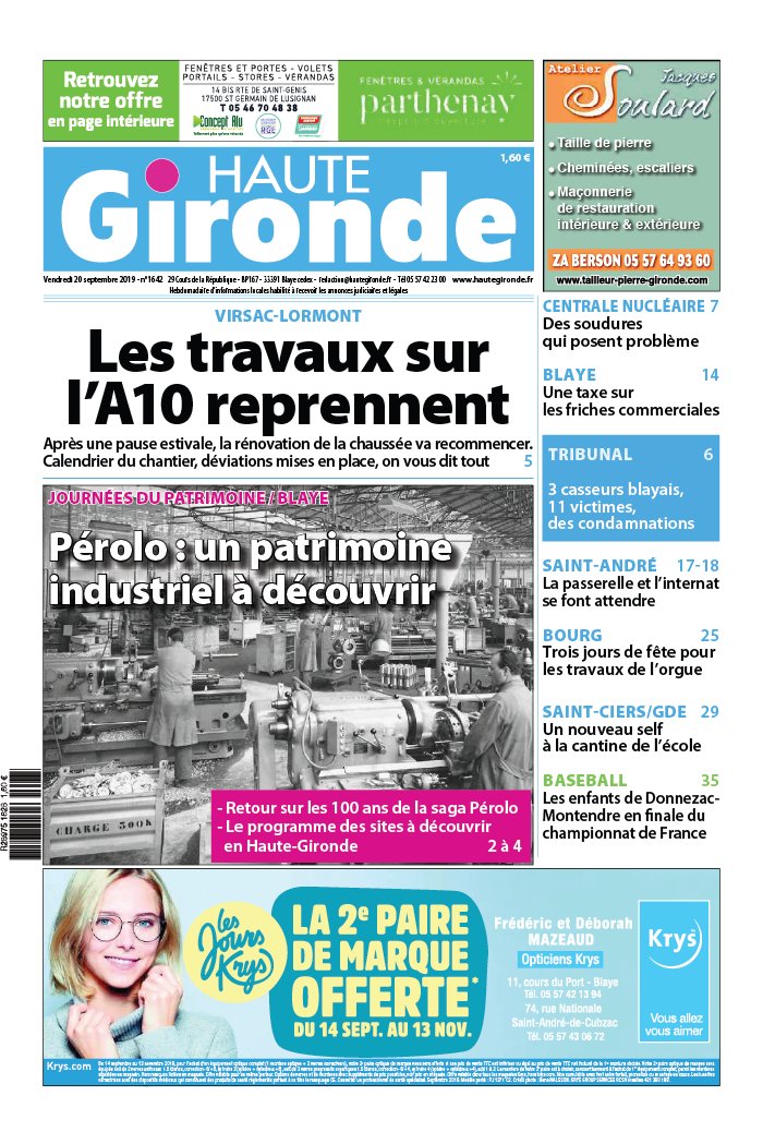 Haute Gironde 20 septembre 2019 Abonnement Haute Gironde Pas Cher avec BOUQUET INFO ePresse.fr