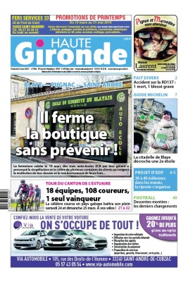 Haute Gironde N°1564 du 23 mars 2018 à télécharger sur iPad