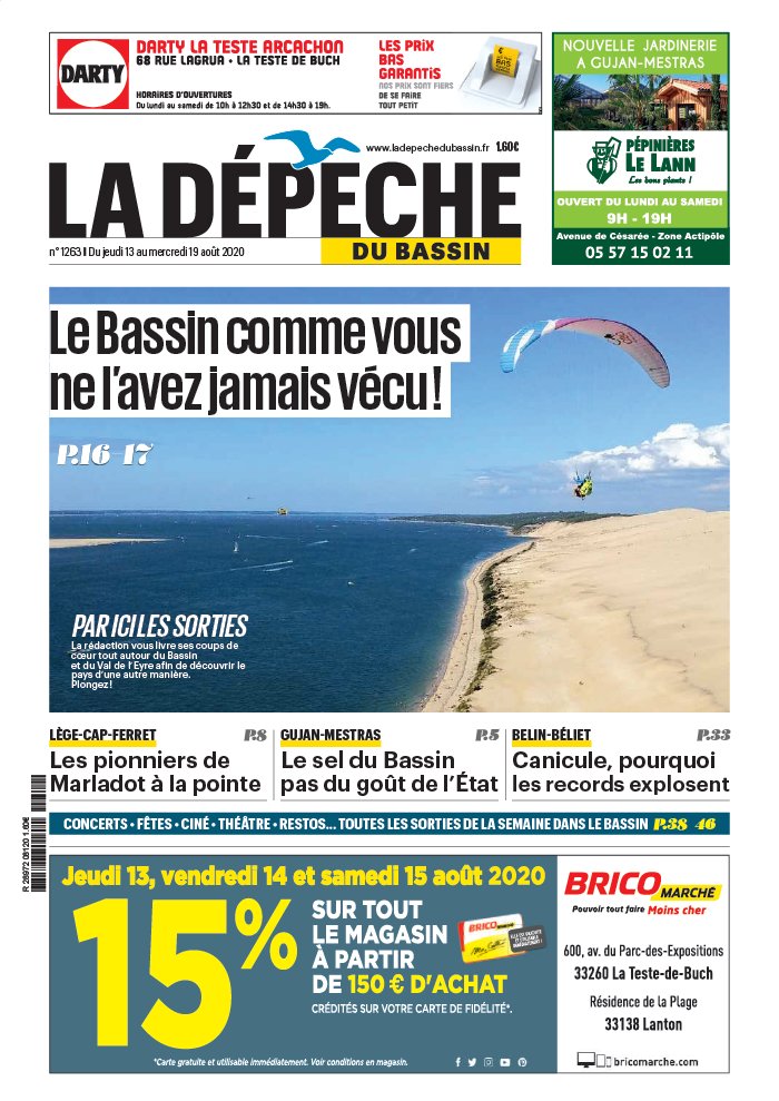 La Dépêche du Bassin 12 août 2020 Abonnement La Dépêche du Bassin Pas Cher avec BOUQUET INFO ePresse.fr