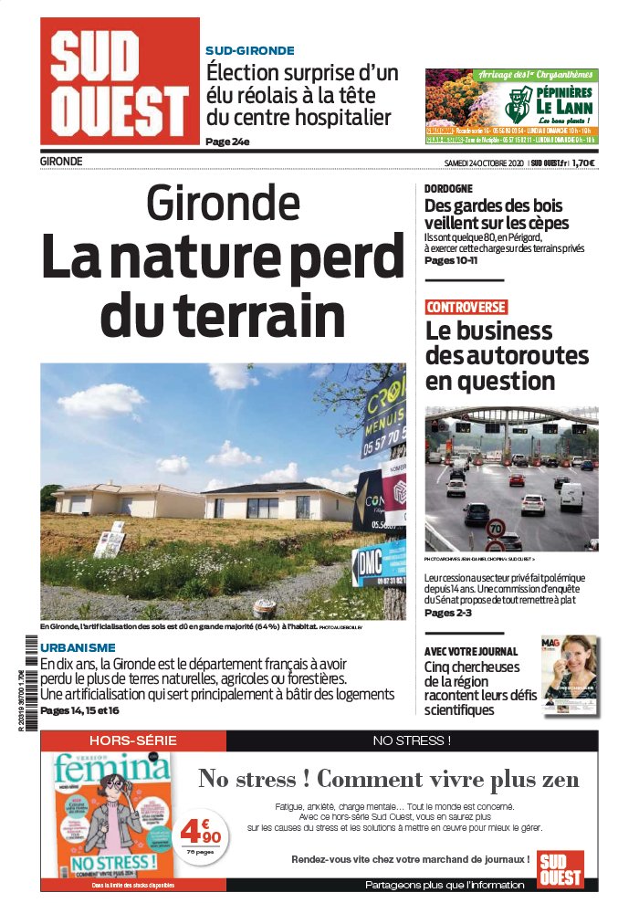 Sud Ouest 24 octobre 2020 Sud Ouest - Gironde du 24 octobre 2020