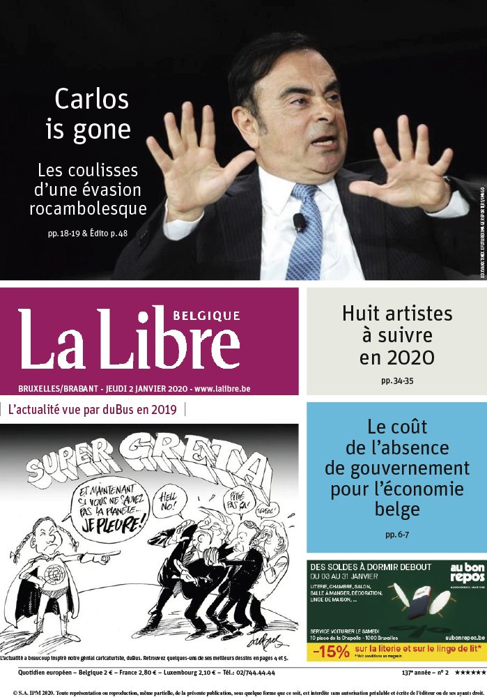 La Libre Belgique N°20200102 du 02 janvier 2020 à télécharger sur iPad