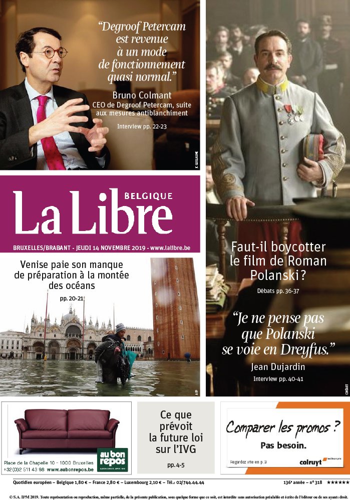 La Libre Belgique 14 novembre 2019 Abonnement La Libre Belgique Pas Cher avec le BOUQUET ePresse.fr