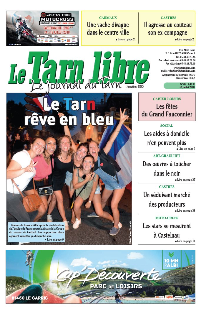 Le Tarn Libre N°201828 Du 13 Juillet 2018 à Télécharger Sur Ipad 6695